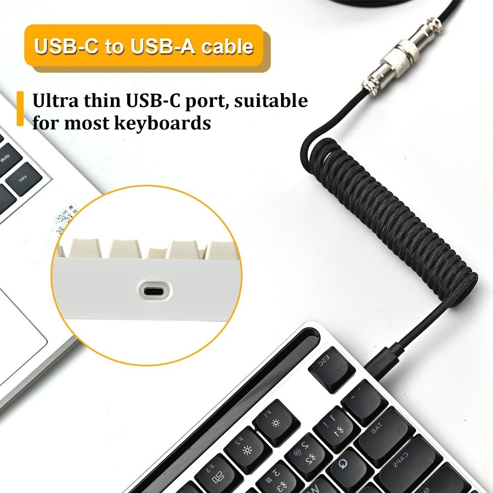 Type C Detachable Cable Coiled Keyboard - USB-кабель для механической клавиатуры с разъемом