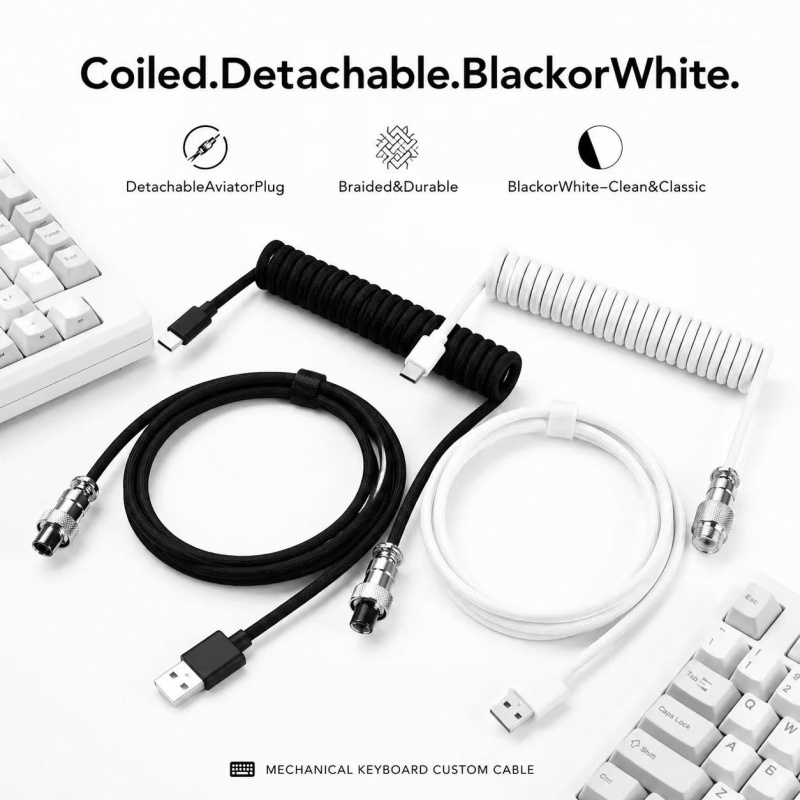 59-дюймовый спиральный кабель  – обзор и цена Type C Detachable Cable Coiled Keyboard