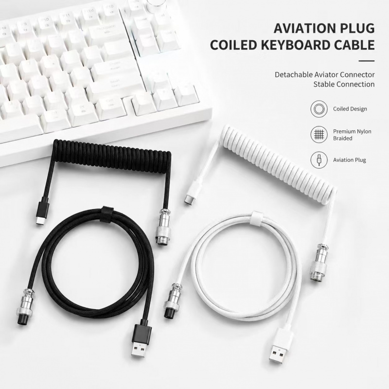 59-дюймовый спиральный кабель  – обзор и цена Type C Detachable Cable Coiled Keyboard