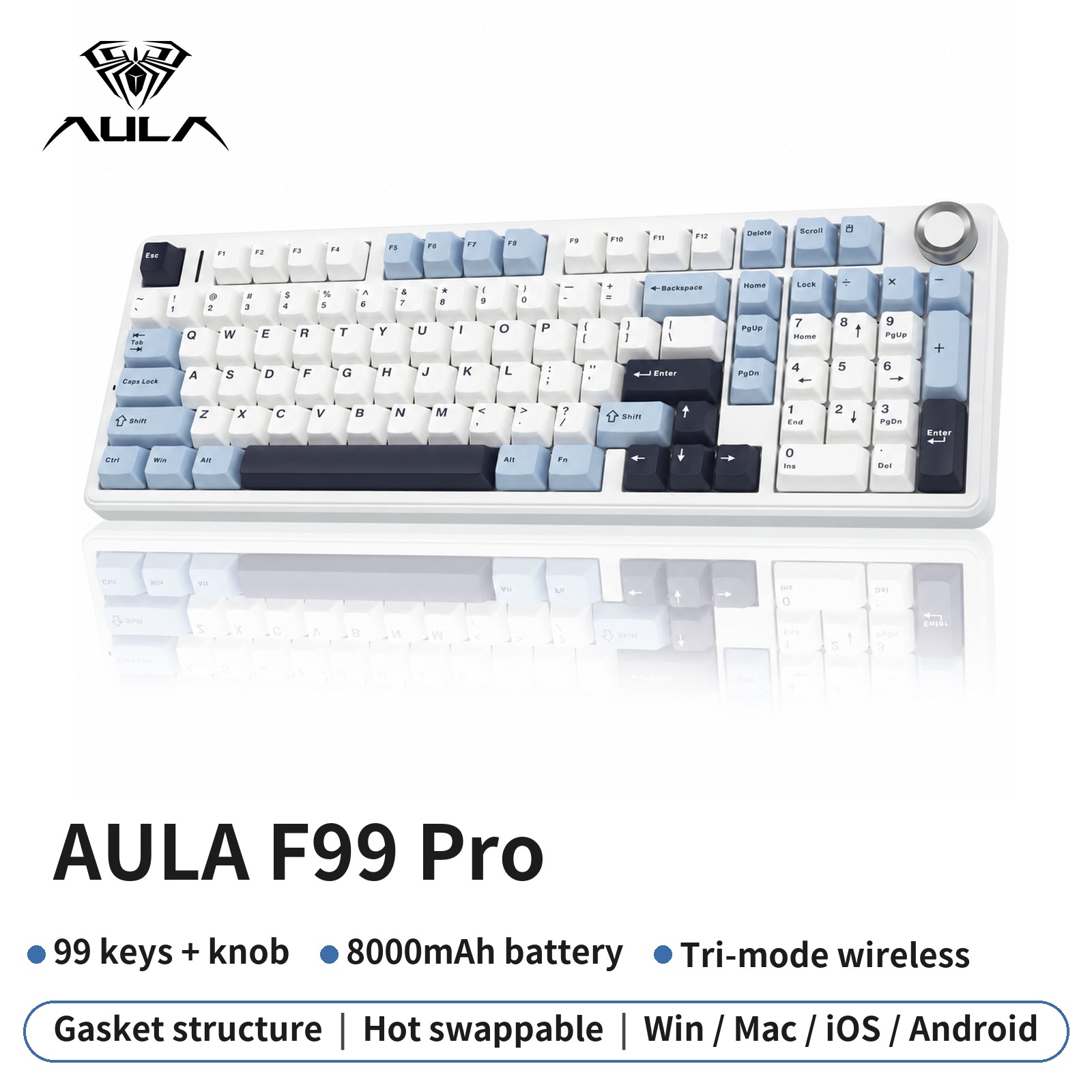AULA F99 96% беспроводная меха – обзор и цена Mechanical Numpad Hot Swap Rgb Wireless